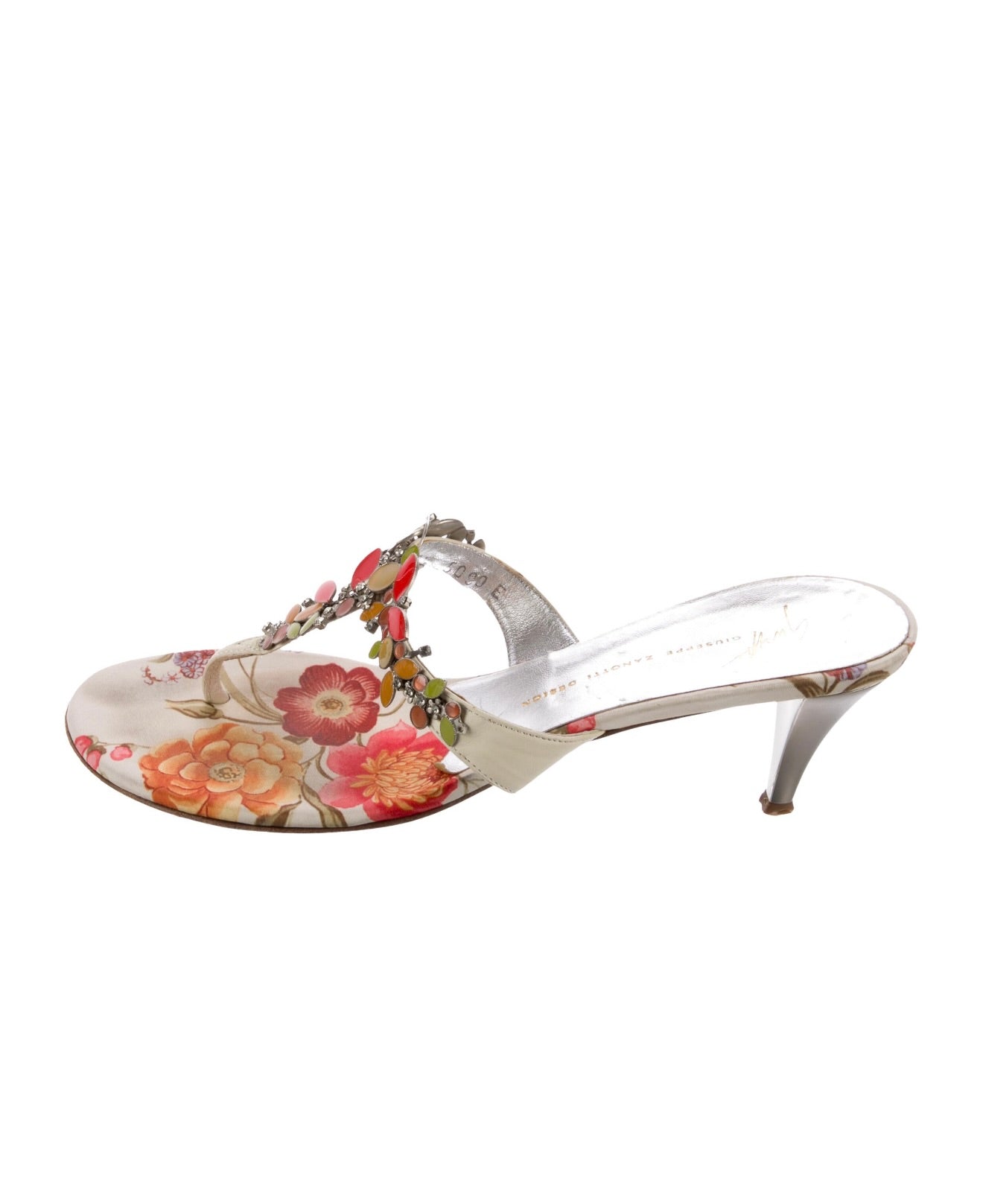 Giuseppe Zanotti Leather Floral Slides