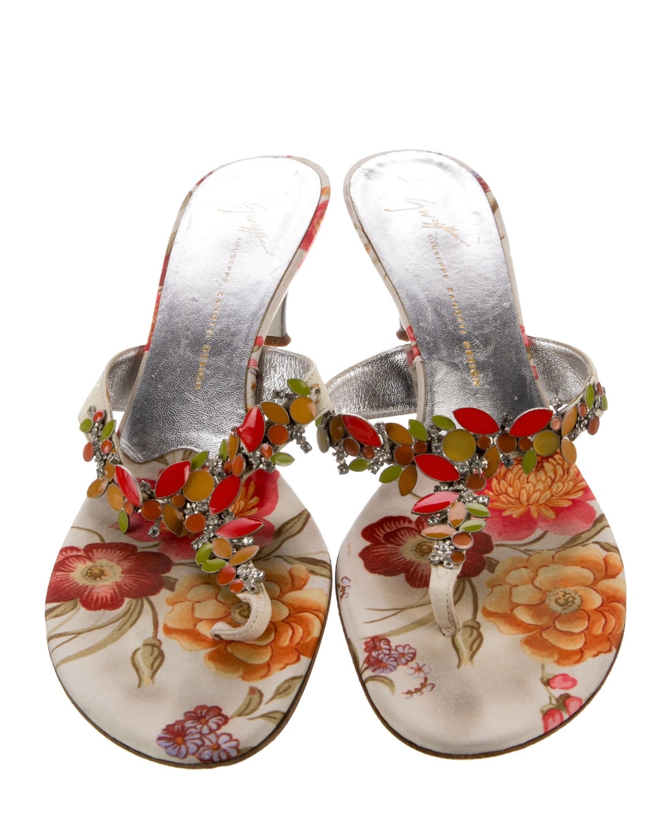Giuseppe Zanotti Leather Floral Slides