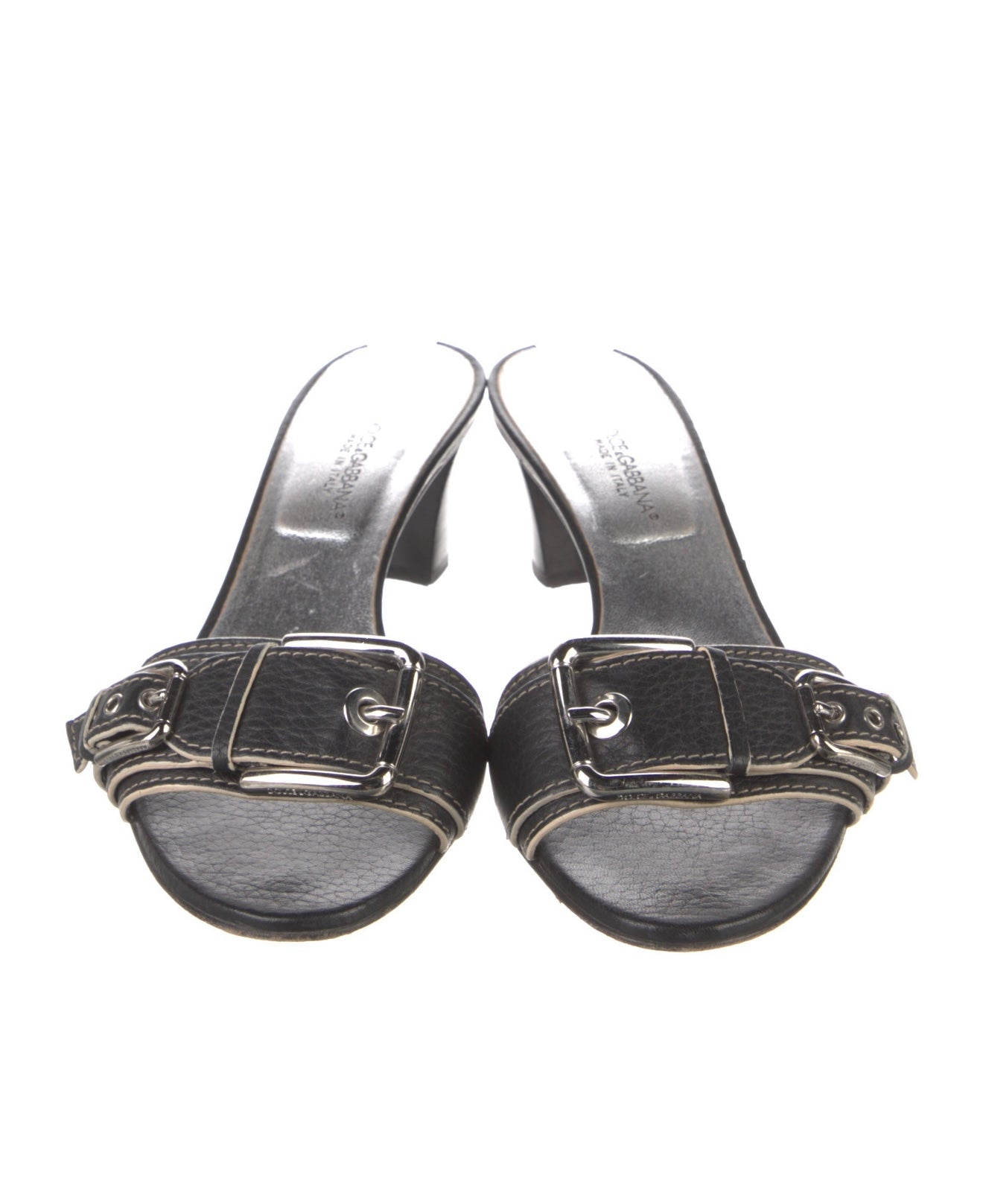 Dolce & Gabbana Leather Buckle Slides